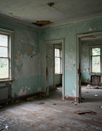 ruins of a very heavily polluted industrial factoryの写真素材