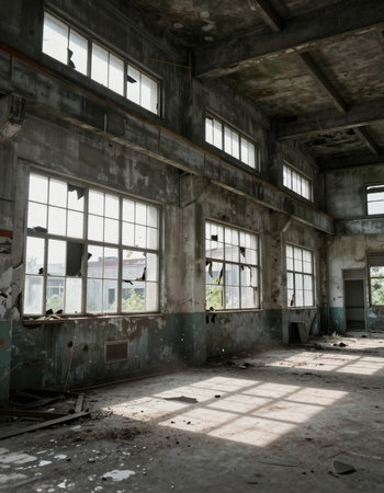 ruins of a very heavily polluted industrial factory, industrial series.の写真素材