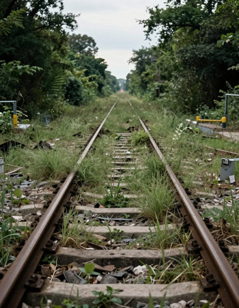 Railway tracks in the countryside of Thailand. Railway track in the countryside.