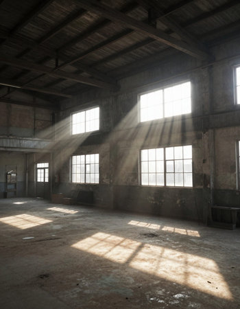 ruins of a very heavily polluted industrial factory, place was known as one of the most polluted...
