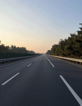 highway in the evening, closeup of photo, north china