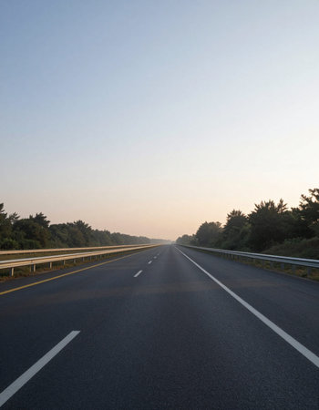 Asphalt road in the evening, closeup of photo with soft focus
