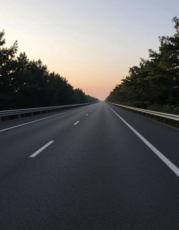 Highway in the evening, closeup of photo, China.