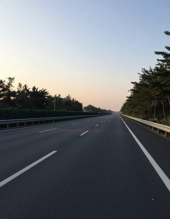highway at sunset, closeup of photo, north china