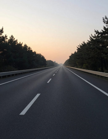 highway in the evening, closeup of photo, north china
