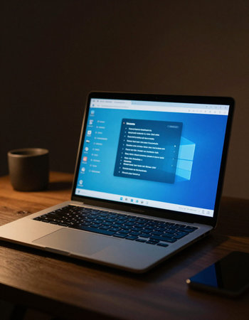 Close-up of laptop with web browser on the screen at night