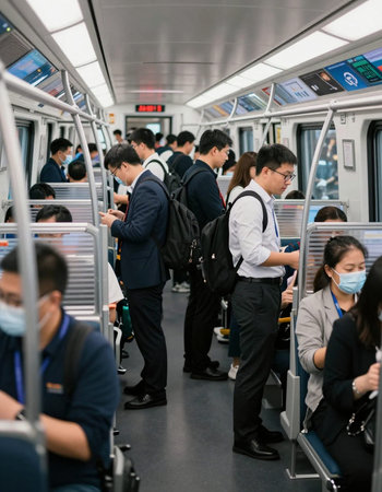 Passengers in the subway car.