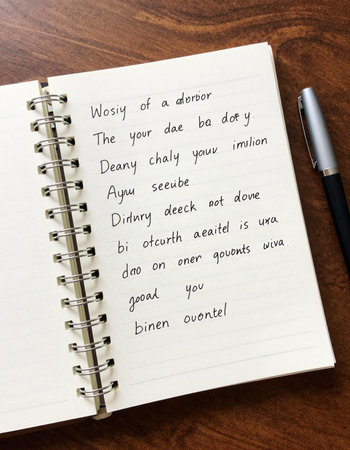 Notebook with words on the wooden background. Motivational concept