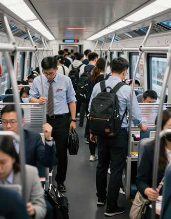 Passengers inside a train.