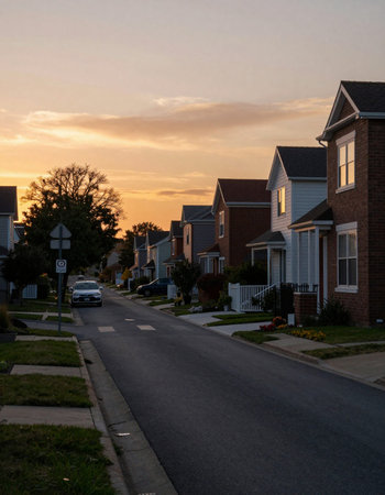 Sunset in the suburbs