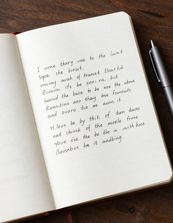 Notebook and pen on a wooden table, with the text in English