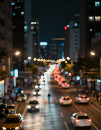 Blurred of car on road at night in Hong Kong,China.