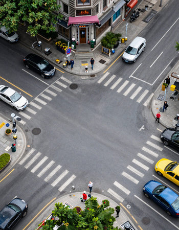 Top view of the traffic in Bangkok, Thailand.