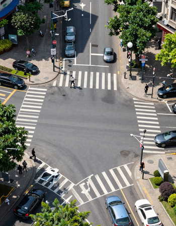Aerial view of a crosswalk