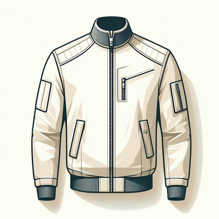 Men's leather jacket on a white background. Vector illustration in retro style.