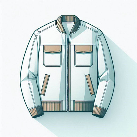 Illustration of a winter jacket with a hood and pockets on a white background
