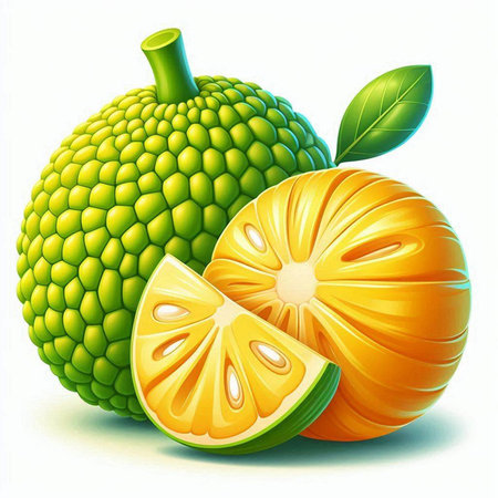 Vector illustration of whole and half of bergamot fruit.