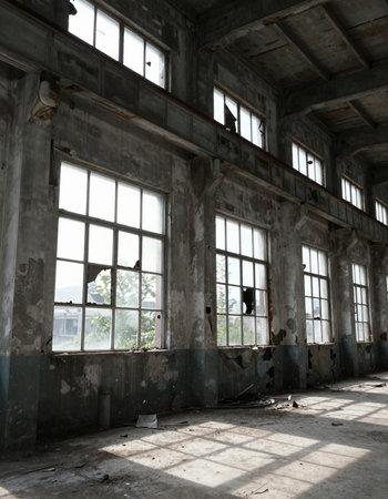 ruins of a very heavily polluted industrial factory, place was known as one of the most polluted...