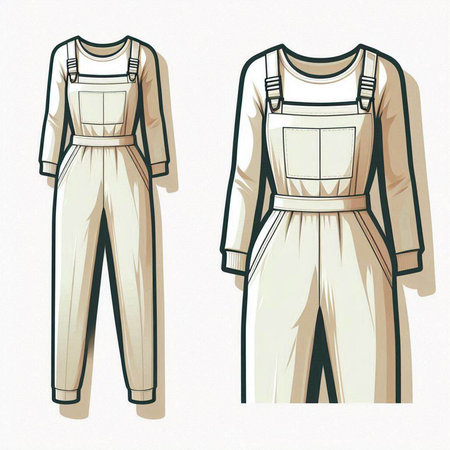 Women's jumpsuit and overalls. Vector illustration of overalls.