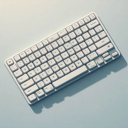 Computer keyboard on a gray background. 3d rendering. toned image