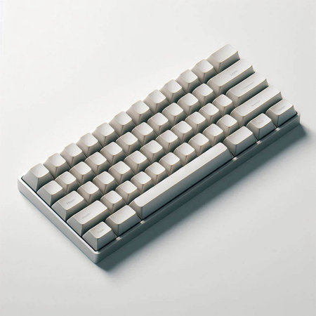 Keyboard made of white plastic on a white background. 3d rendering
