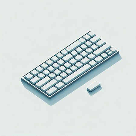 keyboard isometric 3d icon with shadow on a light background