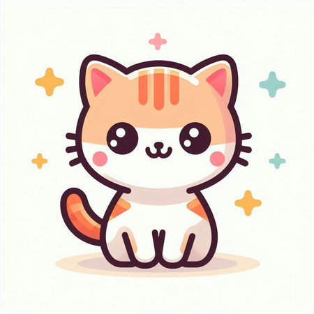 Cute cat vector illustration. Cute kawaii cat character.の写真素材