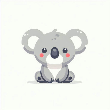 Cute koala on white background. Vector flat cartoon illustration.の写真素材