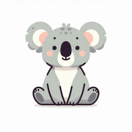 Cute koala on white background. Vector illustration in cartoon style.の写真素材