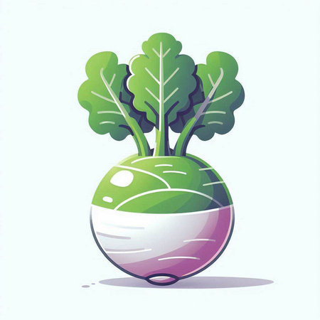 Kohlrabi vegetable icon. Vector illustration in cartoon style.