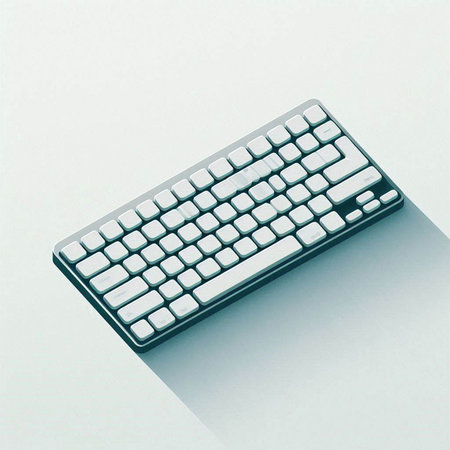Keyboard on a white background, 3d rendering. Computer digital drawing.