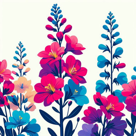 Seamless pattern with colorful flowers. Vector illustration. Floral background.の写真素材