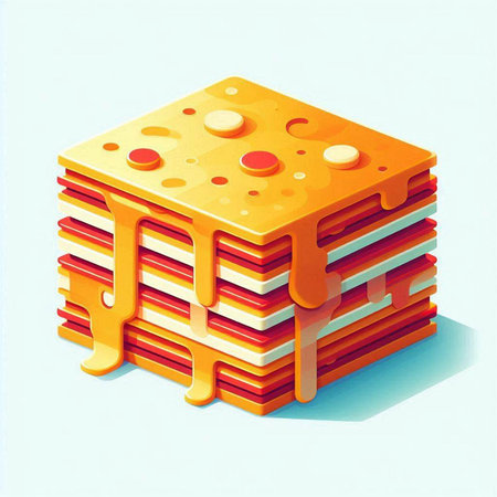 Stack of cheeses with honey on a blue background. Vector illustrationの写真素材