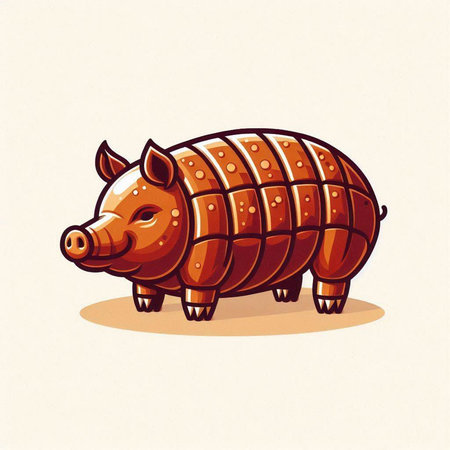 Illustration of a wild boar cartoon character. Vector illustration.の写真素材