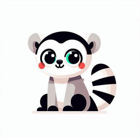Cute raccoon isolated on a white background. Vector illustration.の写真素材