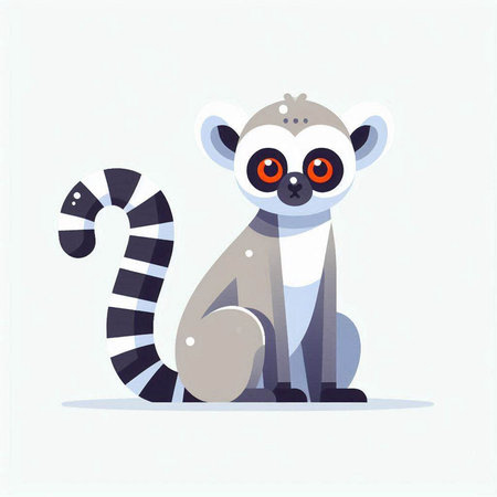 Cute cartoon lemur. Vector illustration. Flat design style.