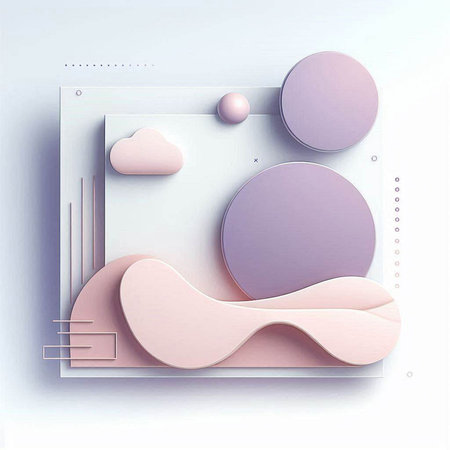 Abstract geometric shapes in pastel colors. 3d render illustration.