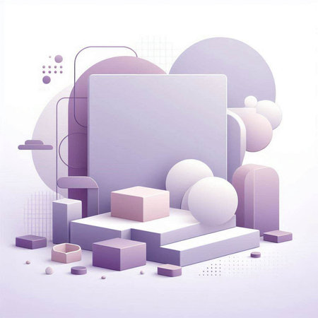 Abstract background with geometric shapes. 3d vector illustration. Pink and purple colors.