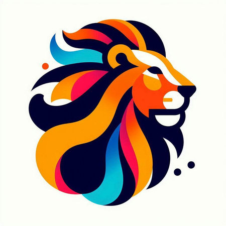 Lion head. Vector illustration of a lion head with colorful gradient.の写真素材