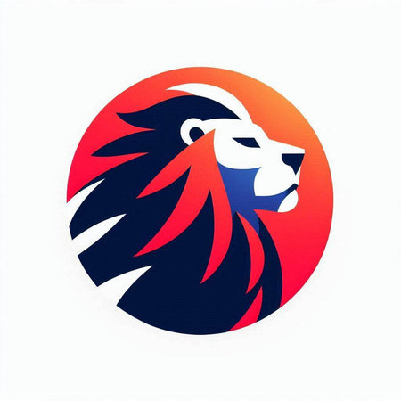 lion logo on the background of the sun. vector illustration.の写真素材