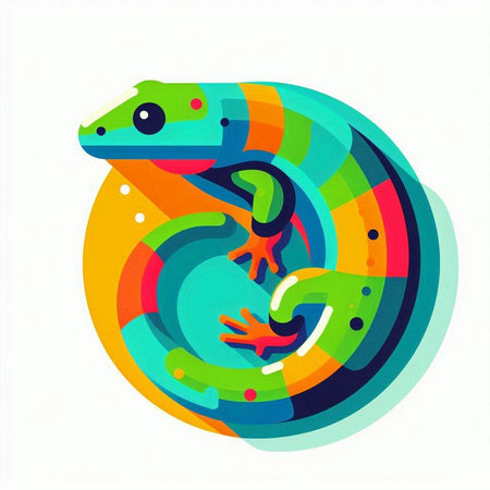 Lizard logo on colorful background. Gecko icon. Vector illustration.の写真素材