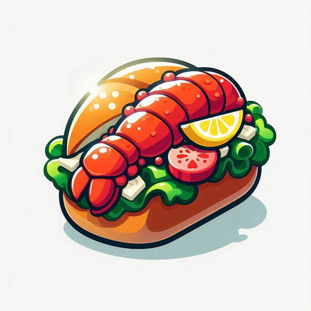 Lobster sandwich isolated on a white background. Vector illustration.の写真素材