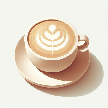 Cup of coffee with latte art on white background. Vector illustration.の写真素材