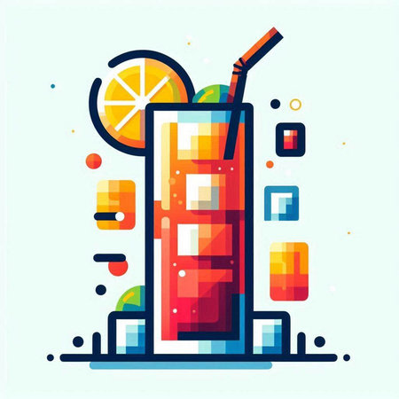 Cocktail flat icon. Vector illustration of a cocktail with a straw.の写真素材