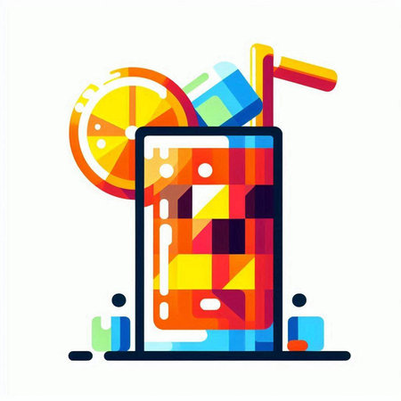 Cocktail icon in flat style. Colorful vector illustration.の写真素材