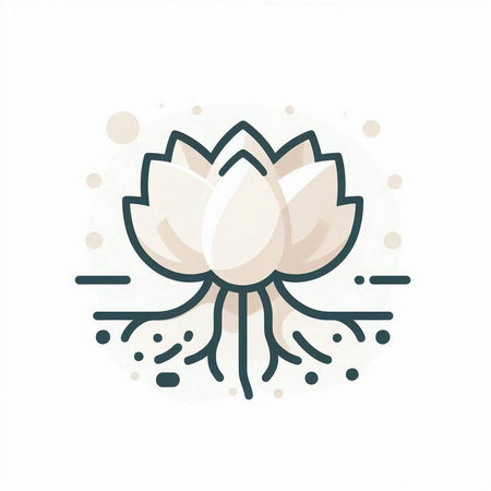 Lotus flower icon. Vector illustration. Isolated on white background.の写真素材