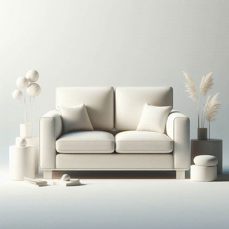 interior with a sofa, 3d render, mock up, illustrationの写真素材
