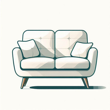 Sofa with pillows on a white background. Vector illustrationの写真素材