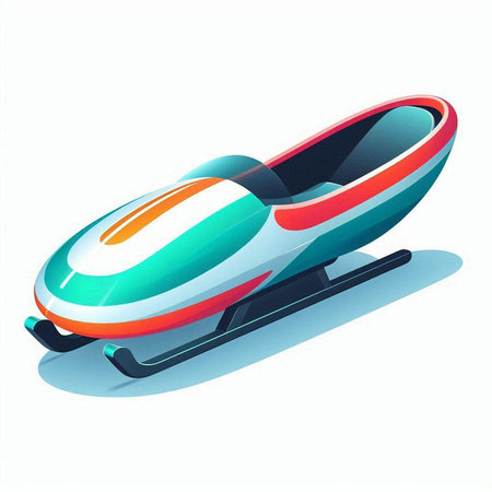 Bobsleigh isolated on white background. Vector illustration. Eps 10.