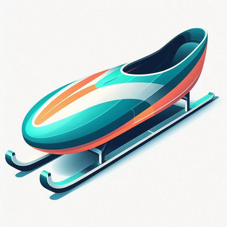 sled on a white background, isometric view, vector illustration